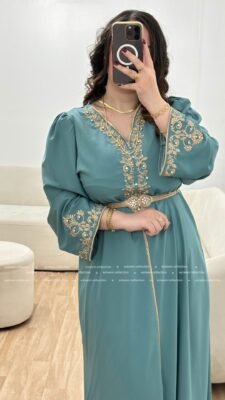 Caftan maya vert d'eau