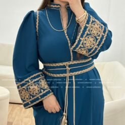 Caftan fairouz bleu turquoise