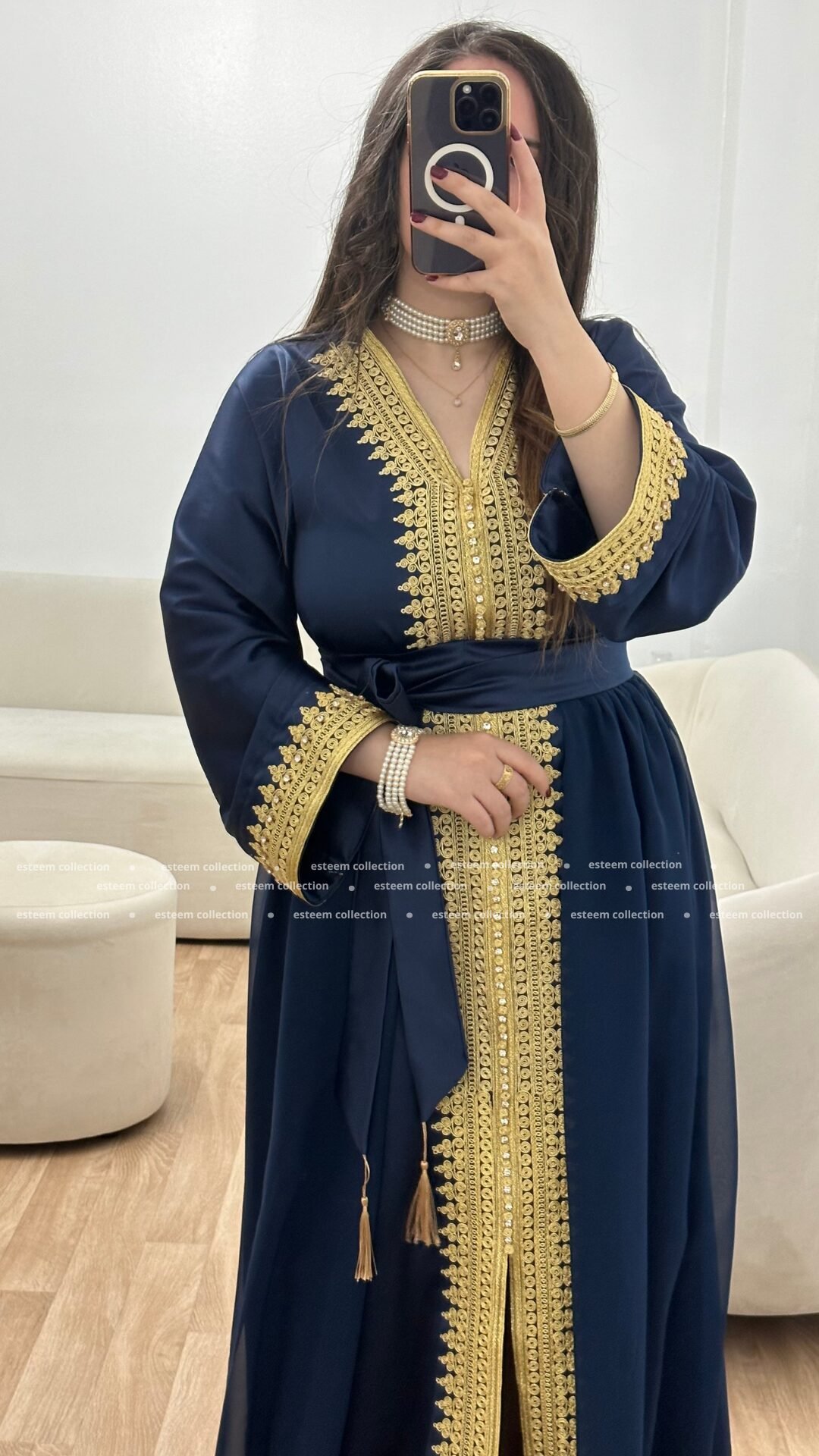 Caftan lilya bleu nuit