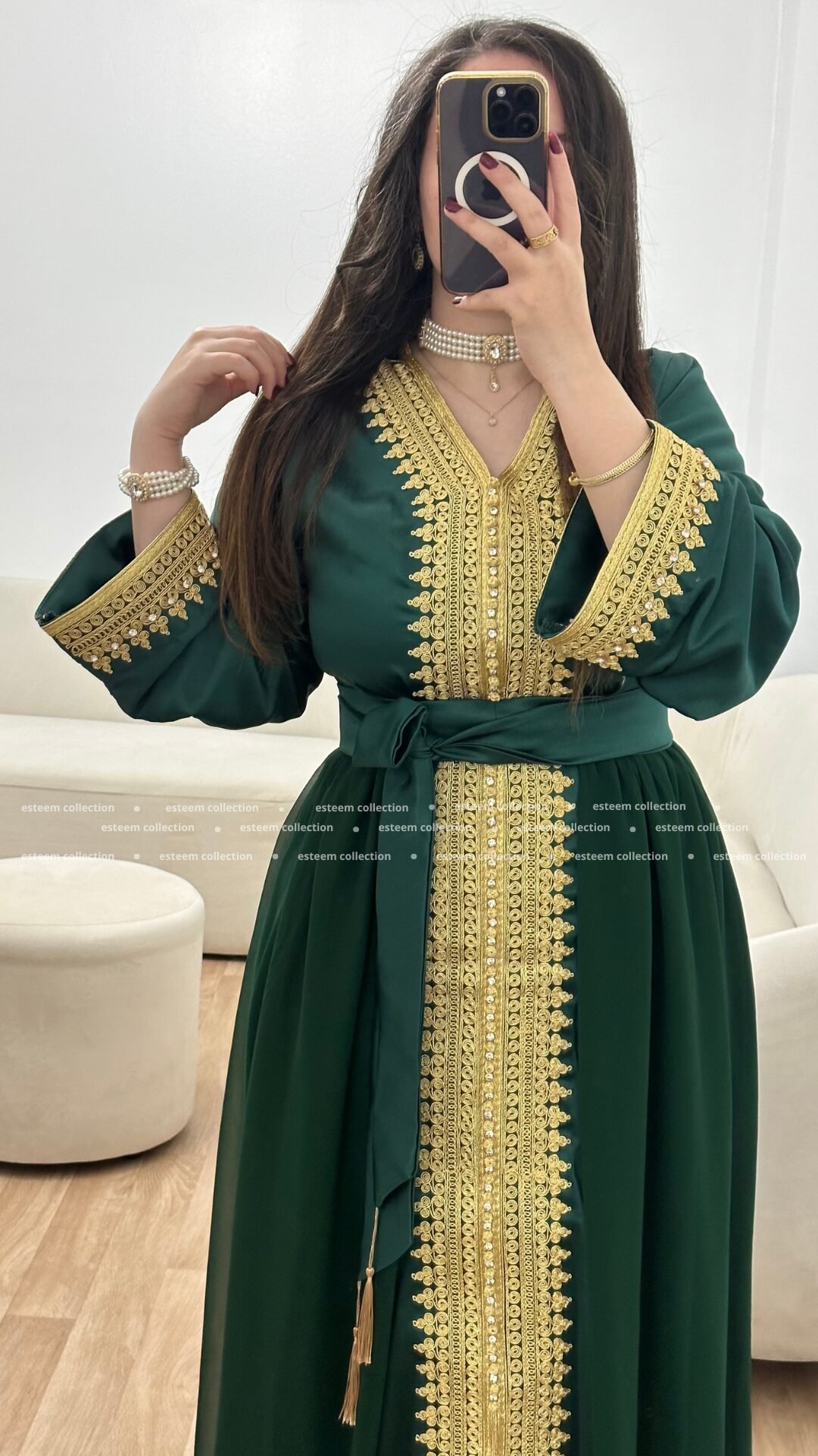 Caftan lilya vert bouteille