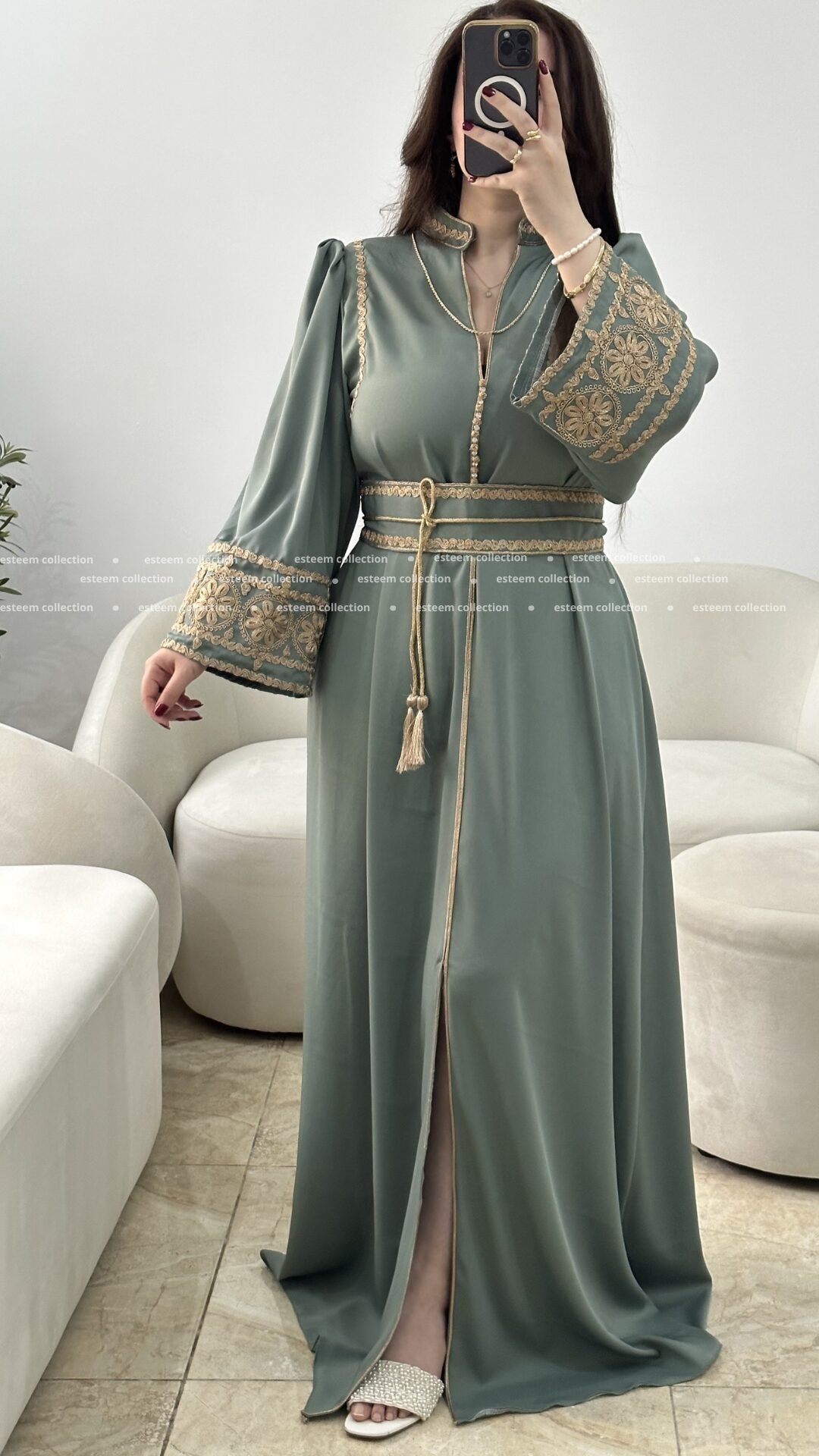 Caftan fairouz vert d'eau – Image 2
