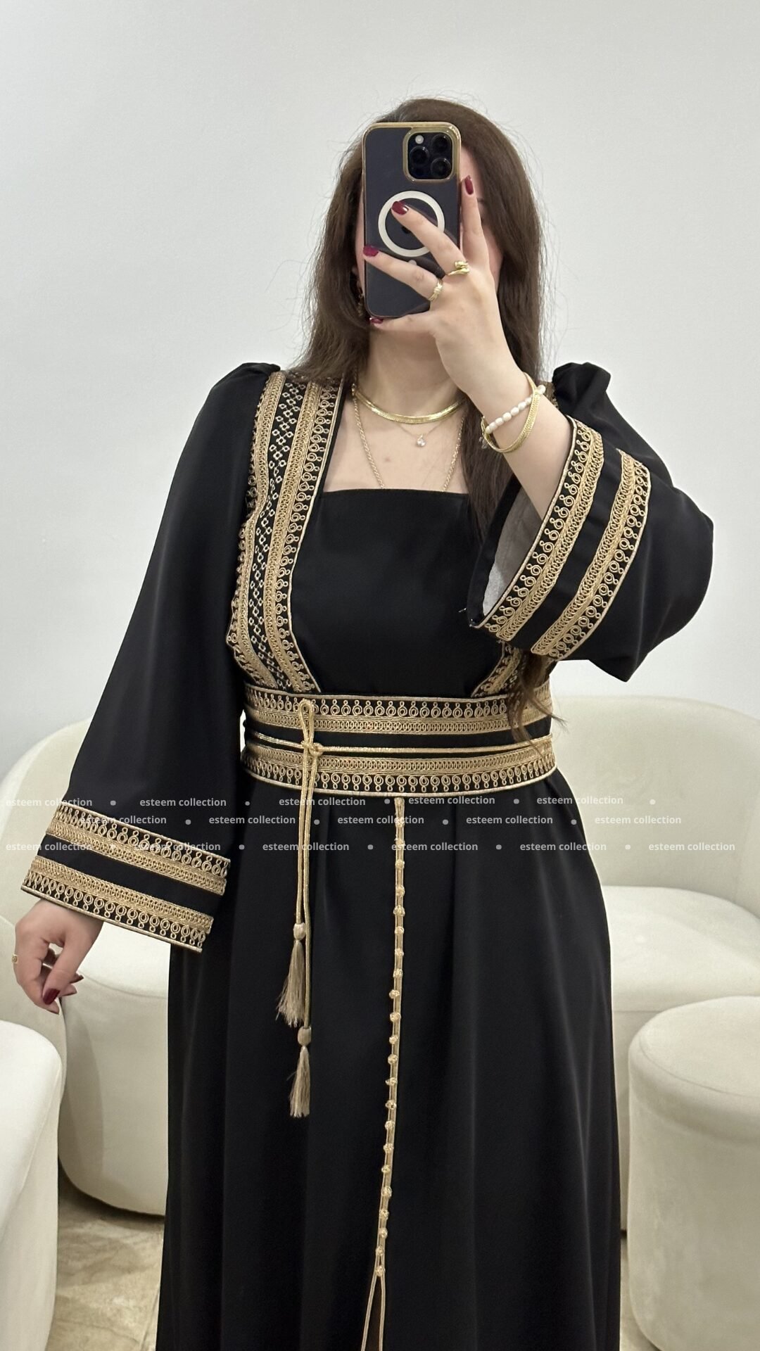Caftan lamsa noir