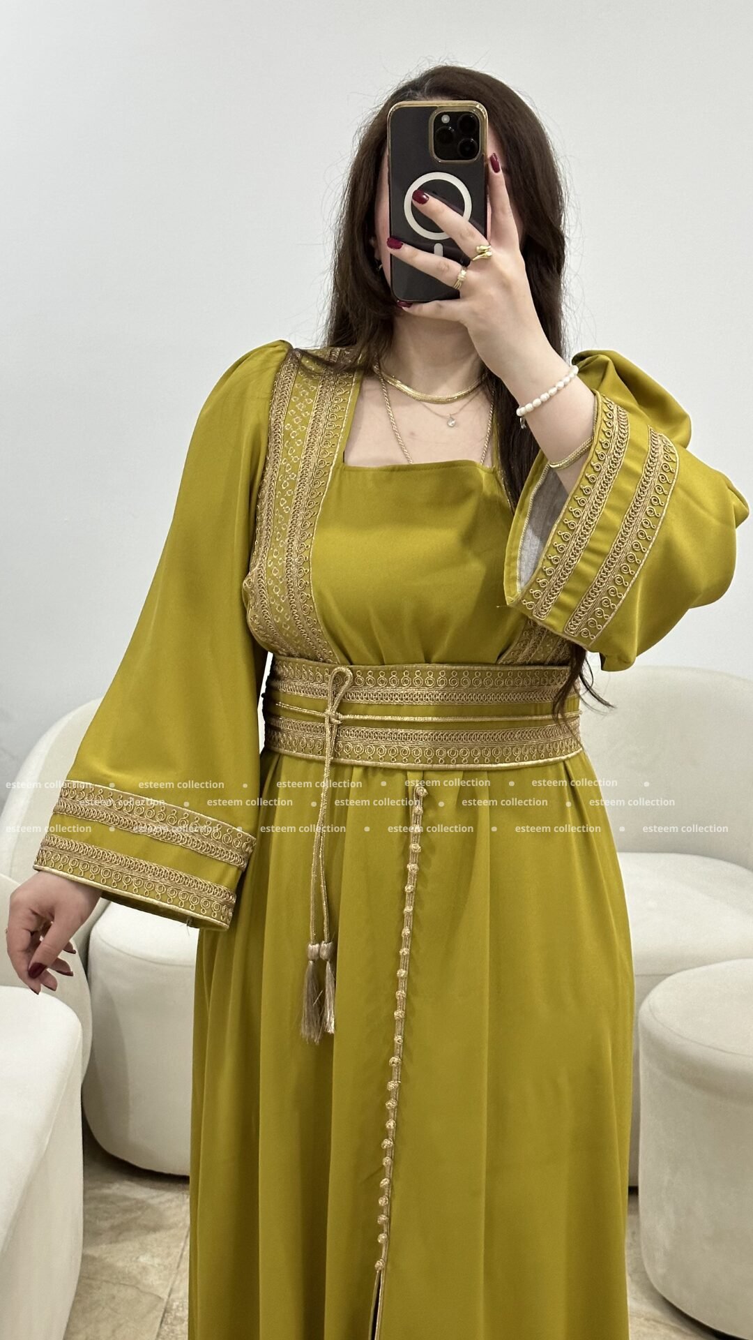 Caftan lamsa moutarde